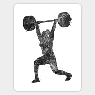 Gym Weightlifter girl black and white Magnet